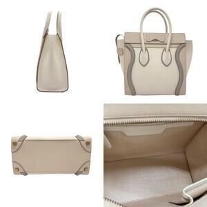Celine White Off Greige Handbag Gray Shopper Luggage Leather